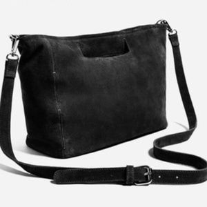Zara Leather Split Suede Tote Bag (Black)